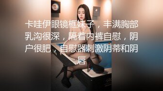 卡哇伊眼镜框妹子，丰满胸部乳沟很深，隔着内裤自慰，阴户很肥，自慰器刺激阴蒂和阴唇